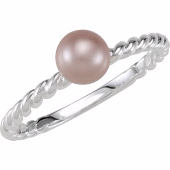 50899:101:P Stackable Pink 6.0mm Glass Pearl Ring