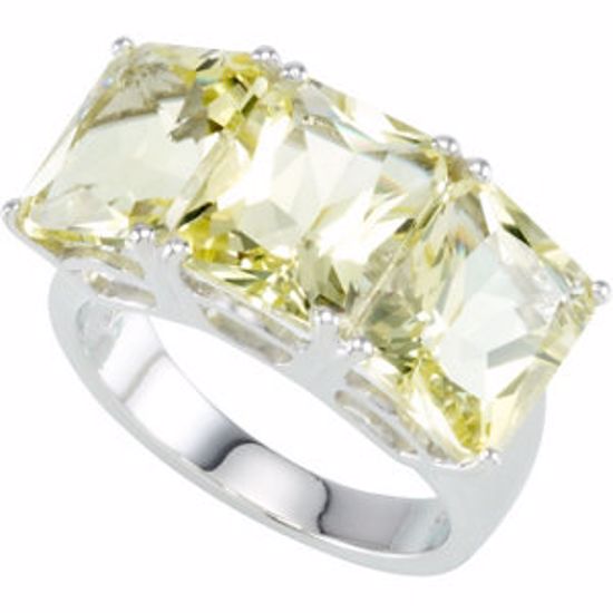 68267:313:P Sterling Silver Lime Quartz 3 Stone Ring