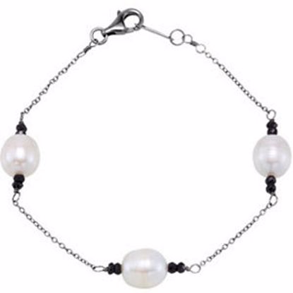 68480:101:P Freshwater Cultured Pearl & Black Spinel Bracelet