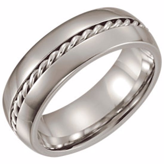 COR104:202:P Cobalt 8mm Band with Sterling Silver Inlay Size 8.5