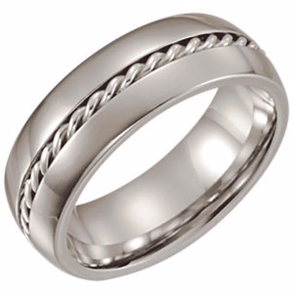 COR104:203:P Cobalt 8mm Band with Sterling Silver Inlay Size 9