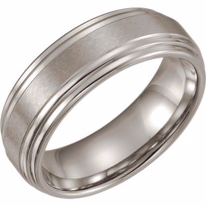 COR106:201:P Cobalt 8mm Satin Finish Ridged Band Size 7