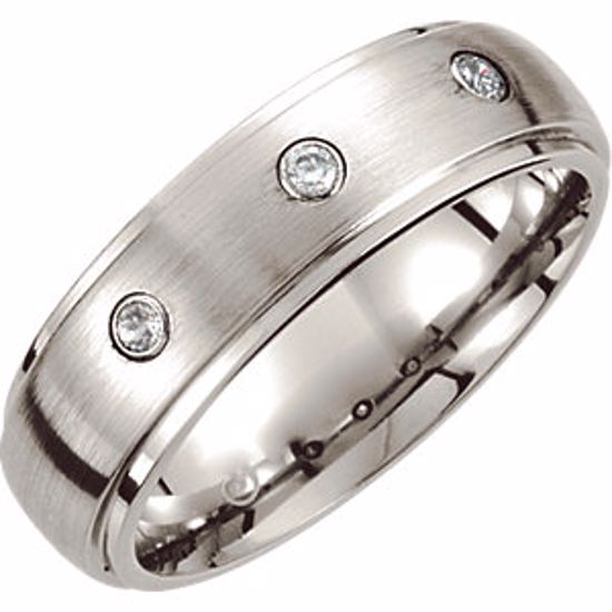 COR108D:201:P Cobalt 7mm 1/10 CTW Diamond Satin Finished Grooved Band Size 8