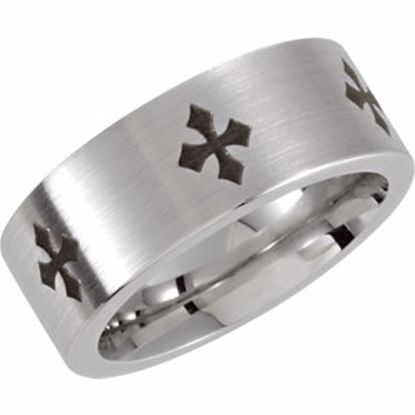 COR109:210:P Cobalt 8mm Black Laser Engraved & Satin Finished Band Size 11.5