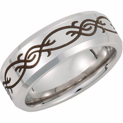 COR124:210:P Cobalt 8mm Black Laser Engraved & Beveled Edge Band Size 12.5