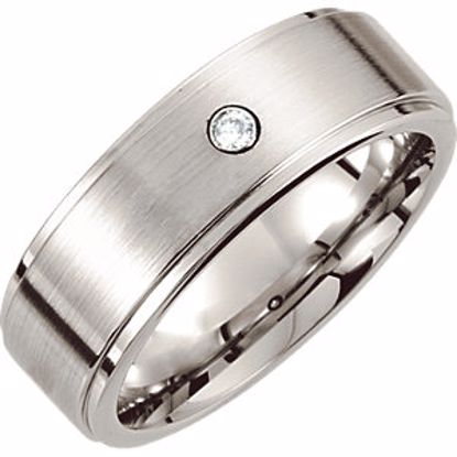 COR130D:207:P Cobalt .05 CTW Diamond Ridged Band with Steel Bezel Size 11