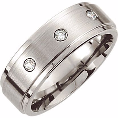 COR137D:202:P Cobalt 8mm .10 CTW Diamond Satin Finish Ridged Band Size 8.5