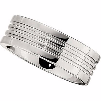 COR158:206:P Cobalt 8mm Flat Grooved Beveled Band Size 10.5