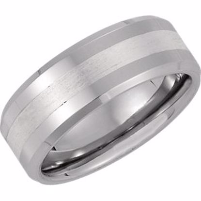 COR171:205:P Cobalt 8mm Band with Sterling Silver Inlay Size 9