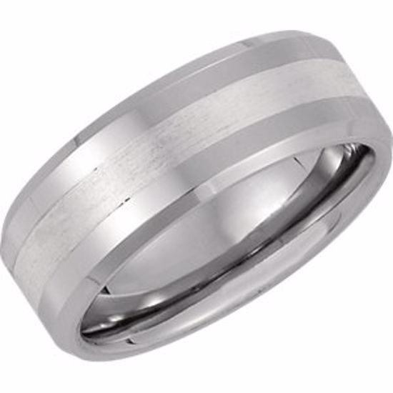 COR171:205:P Cobalt 8mm Band with Sterling Silver Inlay Size 9