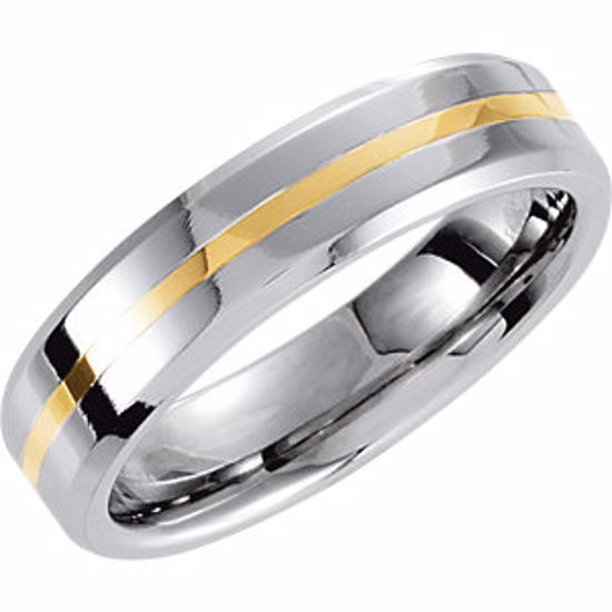 COR173:202:P Cobalt 6mm Beveled Band with 14kt Yellow Inlay Size 7.5