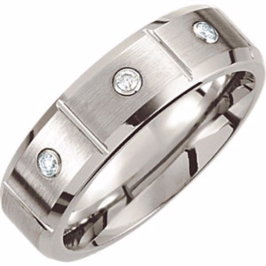 COR182D:202:P Cobalt .10 CTW Diamond Band with Satin Finish & Steel Bezels