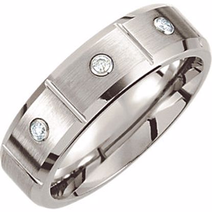 COR182D:206:P Cobalt .10 CTW Diamond Band with Satin Finish & Steel Bezels
