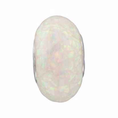 28250:101:P Sterling Silver 14x7mm White Created Mosaic Opal Bead