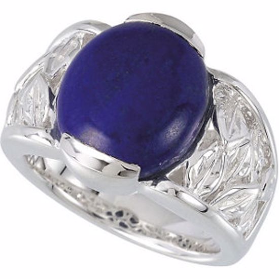 68146:102:P Sterling Silver 14x12mm Genuine Lapis Ring 