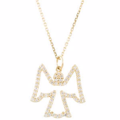 R45254D:1002:P 14kt Yellow 1/3 CTW Diamond Angel 16" Necklace 