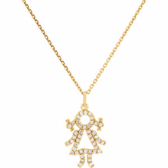 R45252D:3296250:P 14kt Yellow 1/5 CTW Diamond Baby Girl Necklace