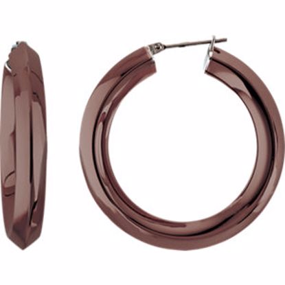 E101:303:P Amalfi&trade; Stainless Steel Chocolate Immerse Plated 30mm Knife Edge Hoop Earrings