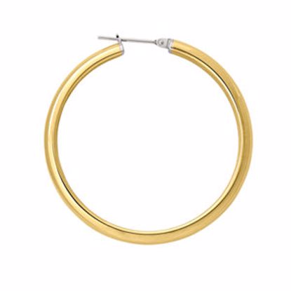 E102:402:P Stainless Steel 40mm Half Round Hoop Earrings with Gold Immerse Plating