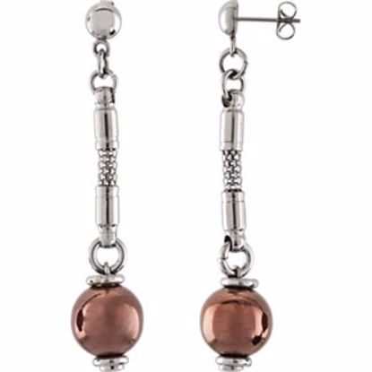 E113:124:P Stainless Steel with Chocolate Immerse Plating 12mm Dangle Ball Earrings