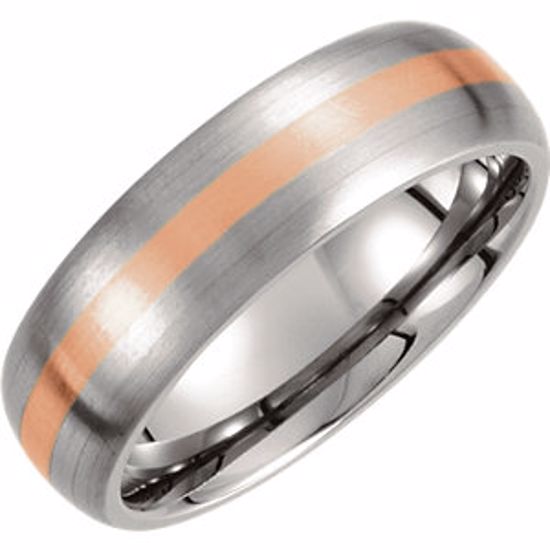 T899:080:P Titanium & 14kt Rose Inlay 7mm Satin Finish Band Size 8