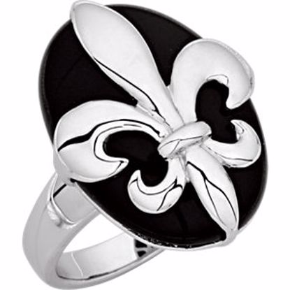 68505:104:P Onyx Fleur-de-lis Ring 