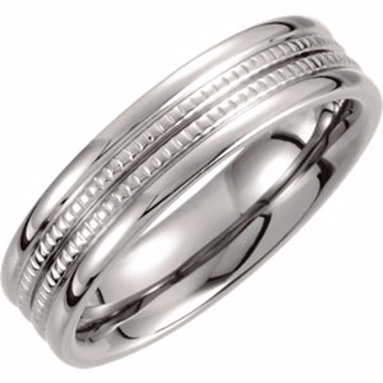 T850:080:P Titanium 6mm Grooved Band Size 8