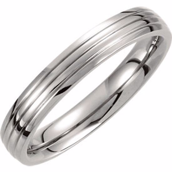 T851:065:P Titanium 4mm Triple Grooved Band Size 6.5