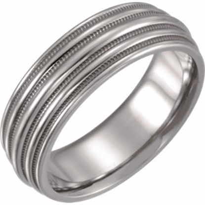 T853:070:P Titanium Grooved & Domed 6mm Band Size 7