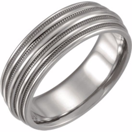 T853:115:P Titanium Grooved & Domed 6mm Band Size 11.5