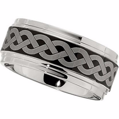 COR141:085:P Cobalt 10mm Band with Black Laser Braid Pattern Size 8.5