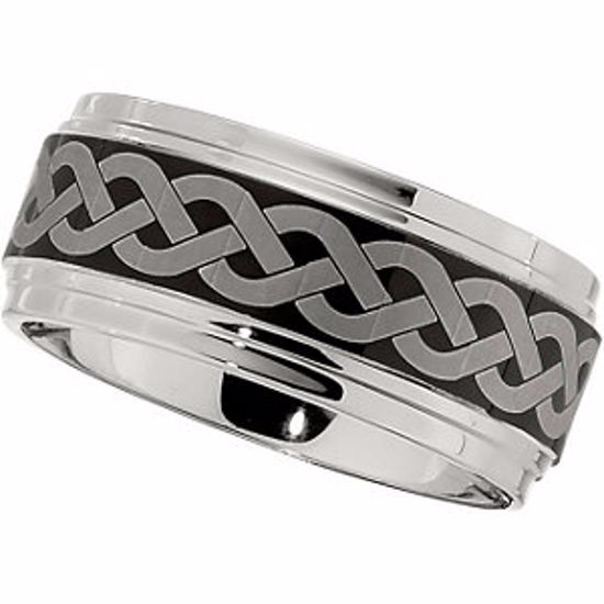 COR141:125:P Cobalt 10mm Band with Black Laser Braid Pattern Size 12.5