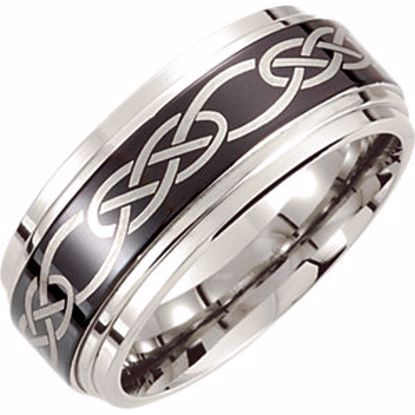 COR147:095:P Cobalt 10mmm Black Laser Design Band Size 9.5