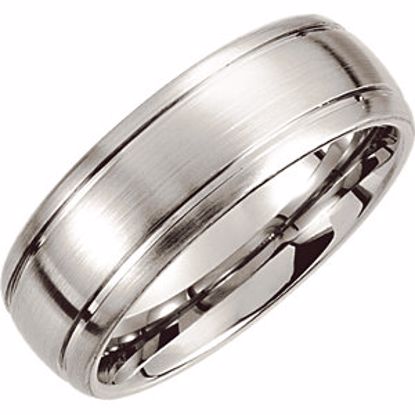 COR149:070:P Cobalt 8mm Slightly Domed Round Edge Band with Satin Finish & Grooves Size 7