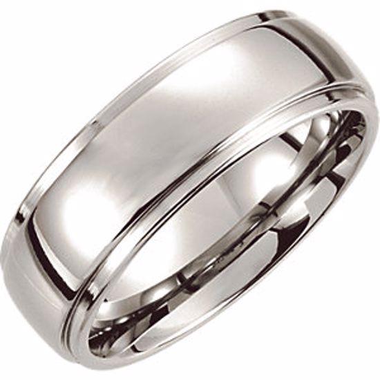 COR153:075:P Cobalt 8mm Ridged Slightly Domed Band Size 7.5