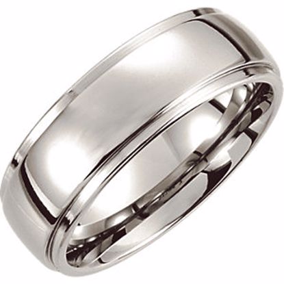COR153:105:P Cobalt 8mm Ridged Slightly Domed Band Size 10.5