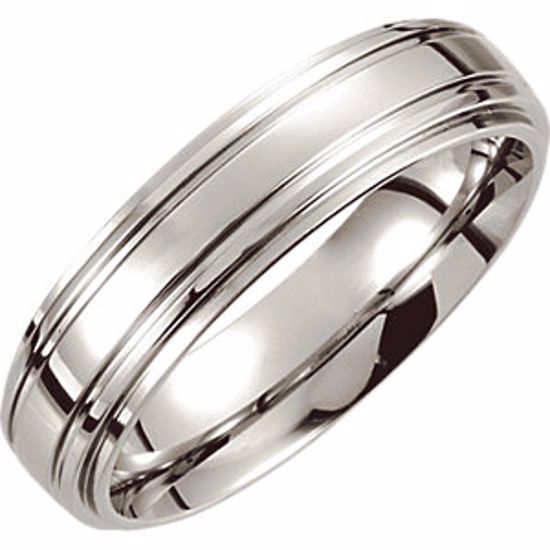 COR155:010:P Cobalt 6mm Double Ridged Band Size 10