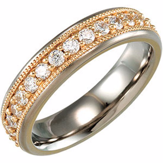 T945Z:090:P Titanium Band with 14kt Yellow Inlay and Cubic Zirconia