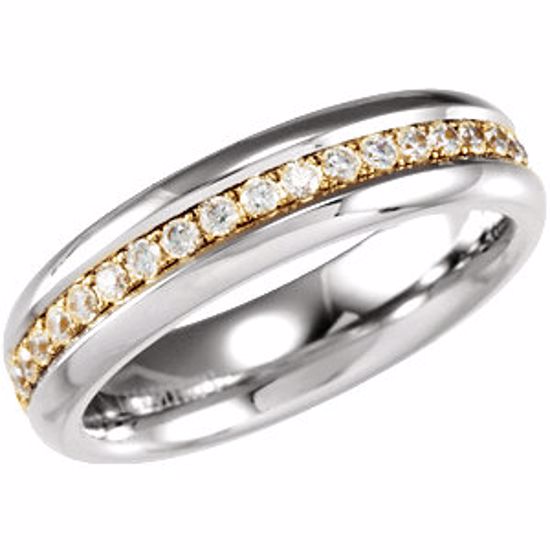 T949Z:060:P Titanium Band with 14kt Gold Inlay and Cubic Zirconia