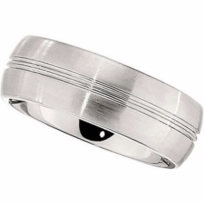 COR179:080:P Cobalt 8mm Slightly Domed Band with Satin Finish & Grooves Size 8