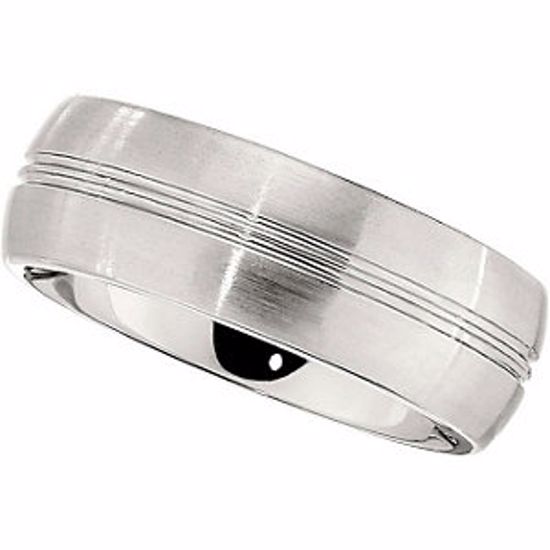 COR179:125:P Cobalt 8mm Slightly Domed Band with Satin Finish & Grooves Size 12.5