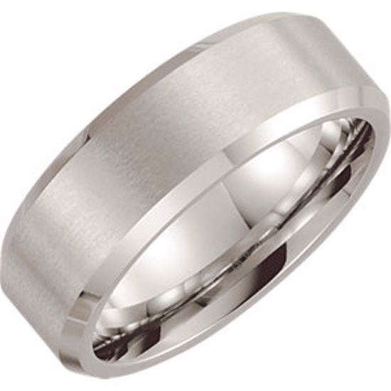 COR185:090:P Cobalt 8mm Satin Finish Beveled Band Size 9