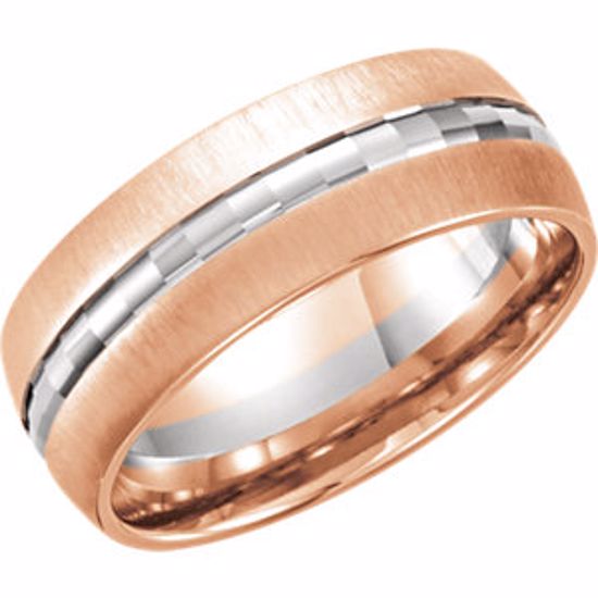 50238:255016:P 14kt White & Rose 8mm Design Band Size 9.5