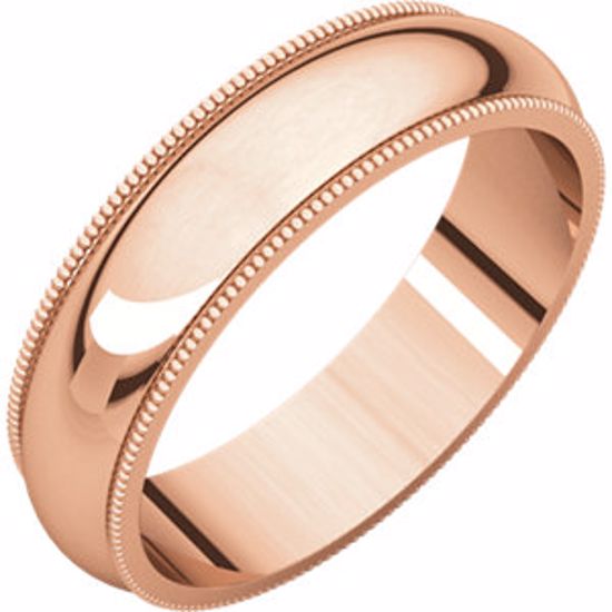 MG10.5:645:P 10kt Rose 5mm Milgrain Wedding Band