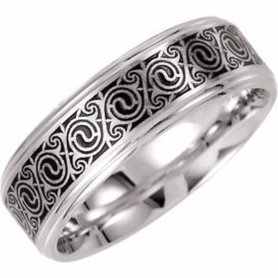 50975:109:P 14kt White 7mm Comfort-Fit 7mm Enamel Band Size Size 8