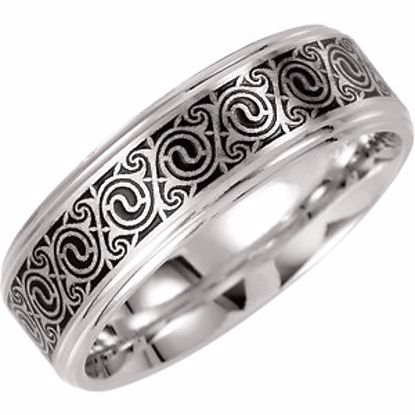 50975:110:P 14kt White 7mm Comfort-Fit 7mm Enamel Band Size Size 8.5