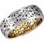 50981:107:P 14kt White & Yellow 8mm Laser Pierced BandSize 7
