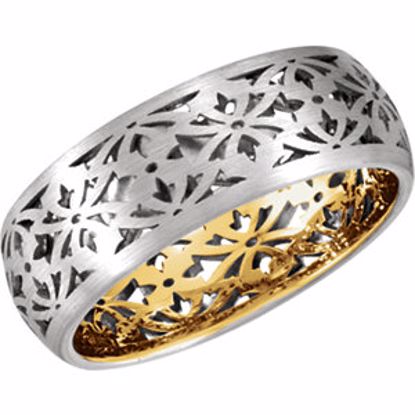 50981:119:P 14kt White & Yellow 8mm Laser Pierced BandSize 13
