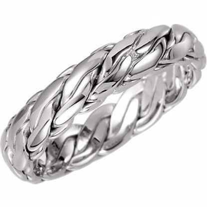 50986:417:P 14kt White 5mm Hand-Woven Band Size 7