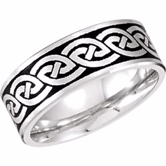 50977:111:P 14kt White 7mm Comfort-Fit Enamel Band Size 9.5